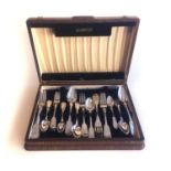 A CASED SET OF SILVER FIDDLE PATTERN FLATWARE, VARIOUS MAKER'S AND DATES Comprising: six table