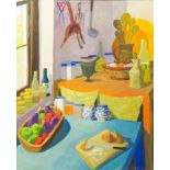 Marjorie Wallace (South African 1925-2005) THE KITCHEN signed oil on canvas 80 by 64,5cm