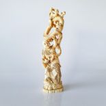 A JAPANESE IVORY OKIMONO OF A SAGE AND DRAGON, TAISHŌ PERIOD, 1912 – 1926 NOT SUITABLE FOR