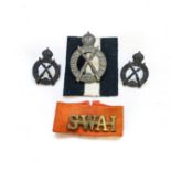 A SET OF SOUTH WEST AFRICAN INFANTRY BATTALION BADGES Comprising: WW2 cap, matching collars,