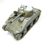 A WWII SHERMAN TANK TRAINING AID MODEL Period-made wooden model of Sherman tank, well made,