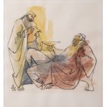 Ernest Ullmann (South African 1900-1975) TWO GRECIAN FIGURES signed watercolour on paper 42 by 38cm