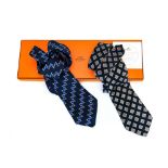 A HERMES SILK TIE AND A CHRISTIAN DIOR SILK TIE Hermes condition, as new, 142cm longChristian Dior