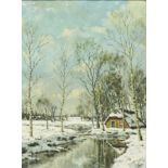 Tinus de Jongh (South African 1885-1942) WINTERSCENE signed oil on canvas PROVENANCEAbsolute Art