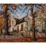 Piet van Heerden (South African 1917-1991) HOUSE WITH TREES oil on canvas 48,5 by 58cm