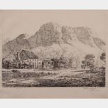 Tinus de Jongh (South African 1885-1942) COTTAGE KENILWORTH etching, signed and inscribed with title