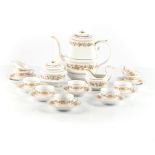 A VISTA ALEGRA ESPRESSO SET White with gold rim and gold foliage on body, comprising: a coffee