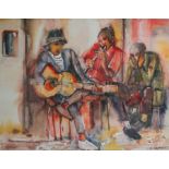 After Ephraim Ngatane ( -) MUSICIANS photographic reproduction, inscribed 'Trial Proof', bears the