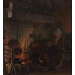 Julius Schrag (German 1864-) WATCHING THE FIRE signed oil on canvas PROVENANCESold: Stephan Welz &