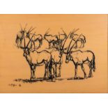 Zakkie (Zacharias) Eloff (South African 1925-2004) GEMSBOK signed and numbered 3/150 incised wood