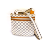 A LOUIS VUITTON "DAMIER AZUR" POCHETTE BOSPHORE CROSSBODY BAG With adjustable nylon shoulder