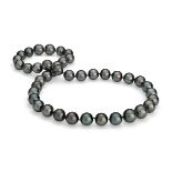 A STRAND OF BLACK FRESH WATER CULTURED PEARLS 42cm in length, with sterling silver clasp