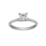 A DIAMOND SOLITAIRE RING Claw set to the centre with a princess-cut diamond weighing 0.51ct, in