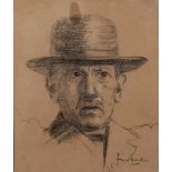 Frans David Oerder (South African 1867-1944) PORTRAIT signed pencil and conte on paper 27 by 23cm