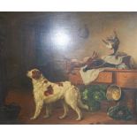 Edmund Bristow (English 1787-1876) HUNTING DOG IN KITCHEN signed oil on panel 49,5 by 59,5cm