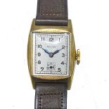 A GENTLEMAN'S PLANET WRISTWATCH, CIRCA 1950 manual, the 22mm long rectangular rolled gold watch case