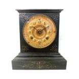 A MAHOGANY CLOCK The circular 14cm dial with Arabic numeral hour markers, calibrated outer ring,
