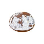 AN OVAL CAMEO 5cm in width with Roman scene, small chips on side