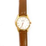 A GENTLEMAN'S VAN BUREN WRISTWATCH, CIRCA 1950 manual, the 25mm circular rolled gold watch case with