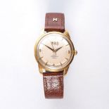 A GENTLEMAN'S 18CT GOLD WRISTWATCH, LEMANIA TROY