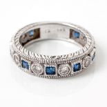 A DIAMOND AND SAPPHIRE RING