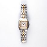 A LADY'S GOLD AND STAINLESS STEEL WRISTWATCH, CARTIER PANTHERE