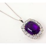 A DIAMOND AND AMETHYST PENDANT