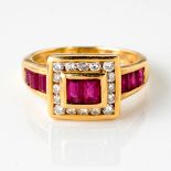 A DIAMOND AND RUBY RING