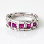 A DIAMOND AND RUBY RING