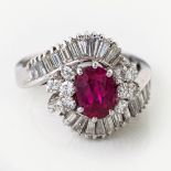 A DIAMOND AND RUBY RING