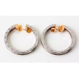 A PAIR OF BULGARI BZERO 18ct GOLD AND STEEL HOOP EARRINGS