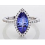 A TANZANITE AND DIAMOND RING, AYANDA