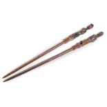 A PAIR OF LUVALE FIGURATIVE STAFFS
