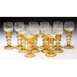 A SUITE OF TWELVE GERMAN THERESIENTHAL HOCK WINE GLASSES