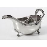 AN ELIZABETH II SILVER SAUCE BOAT, CHARLES S. GREEN AND CO, BIRMINGHAM, 1964