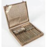 A CASED SET OF DUTCH HANOVERIAN PATTERN FISH KNIVES AND FORKS