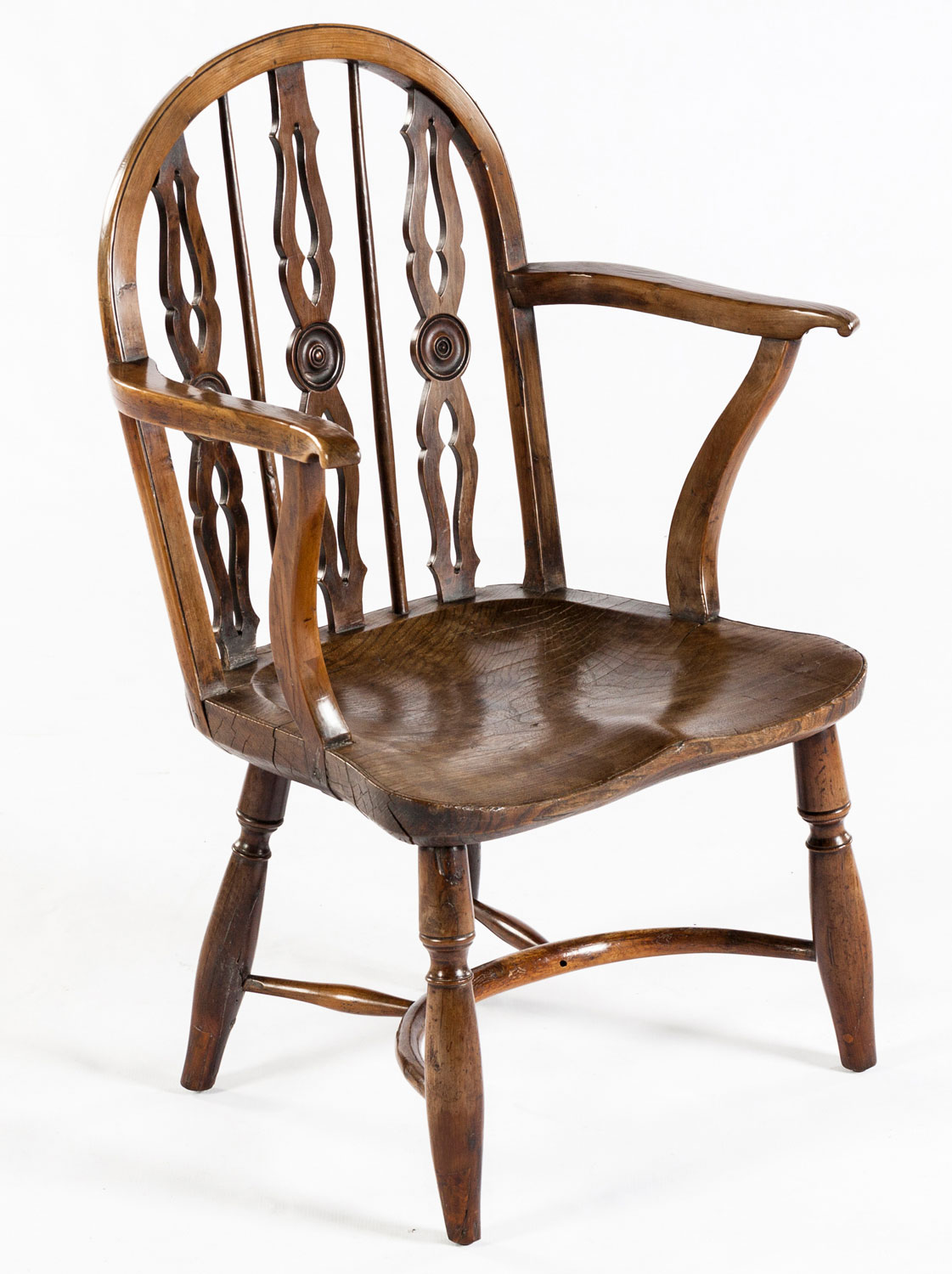 AN ELM AND YEW WINDSOR CHAIR