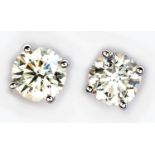 A PAIR OF DIAMOND EAR STUDS