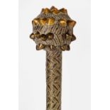 A RARE AND ELABORATE WIRE BOUND ZULU STAFF, 19TH TO EARLY 20TH CENTURY