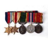 A GROUP OF FIVE WWII SOUTH AFRICAN MEDALS An East African campaign medal group comprising a 1939-
