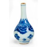 A RARE CHINESE BLUE AND WHITE DUTCH MARKET ‘DOLL’S HOUSE’ MINIATURE VASE, QING DYNASTY