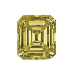 AN UNMOUNTED CUT-CORNERED SQUARE MODIFIED BRILLIANT FANCY YELLOW DIAMOND