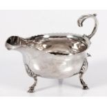 A GEORGE III SILVER SAUCE BOAT, MAKER'S MARK RUBBED, LONDON, 1768