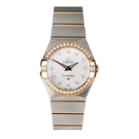 A LADY'S STAINLESS STEEL AND GOLD WRISTWATCH, OMEGA CONSTELLATION