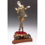 AN ART DECO COLD-PAINTED BRONZE AND CARVED IVORY FIGURE OF AN ORIENTAL DANCER, CIRCA 1925