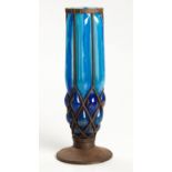 A DAUM AND LOUIS MAJORELLE GLASS AND WROUGHT IRON VASE, CIRCA 1930