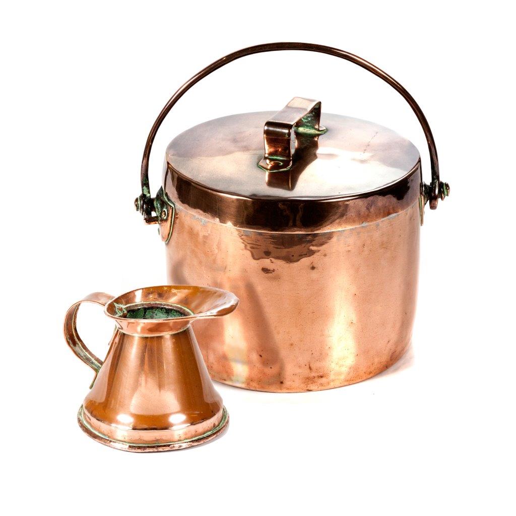 A COPPER POT AND COVER