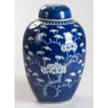 A CHINESE BLUE AND WHITE ‘HAWTHORN’ JAR AND COVER, QING DYNASTY, 19TH CENTURY