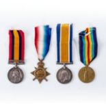 A GROUP OF FOUR BOER WAR AND WWI MEDALS