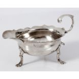 A GEORGE II SILVER SAUCE BOAT, MAKER'S MARK RUBBED, LONDON 1744